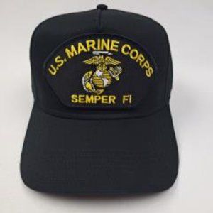 U.S. Marine Corps Semper Fi Men's Hat Ball Cap One Size Black Embroidered Patch